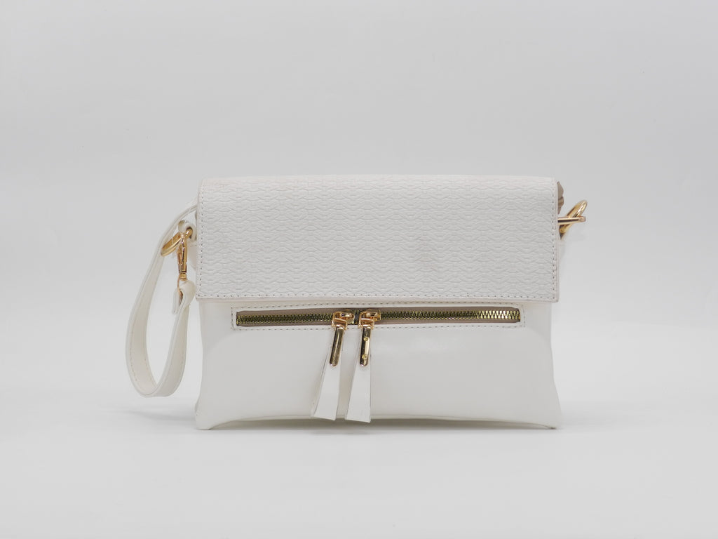 Women's Faux Leather Crossbody Bag — White