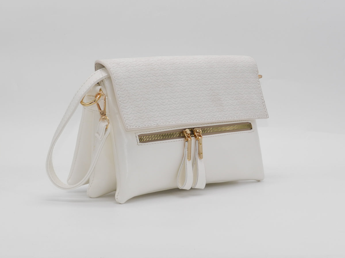 Women's Faux Leather Crossbody Bag — White