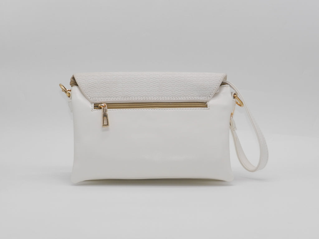 Women's Faux Leather Crossbody Bag — White