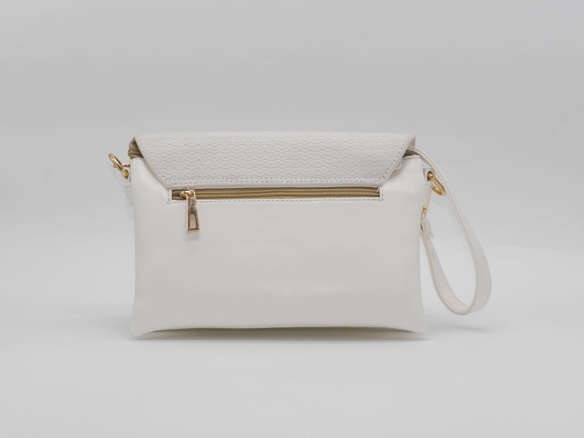 Women's Faux Leather Crossbody Bag — White