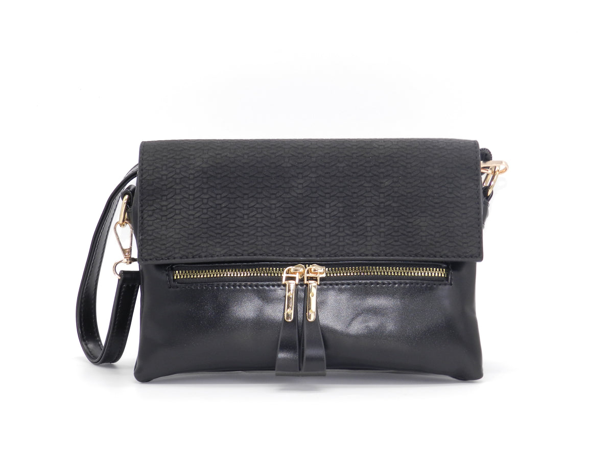 Women's Faux Leather Crossbody Bag — Black