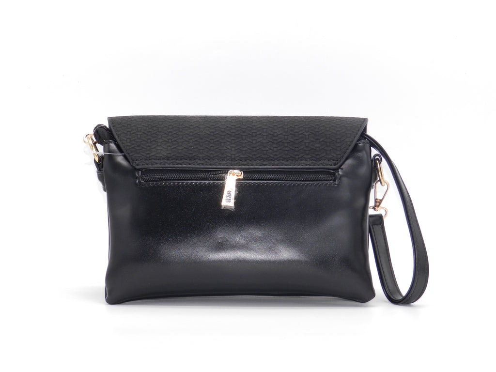 Women's Faux Leather Crossbody Bag — Black
