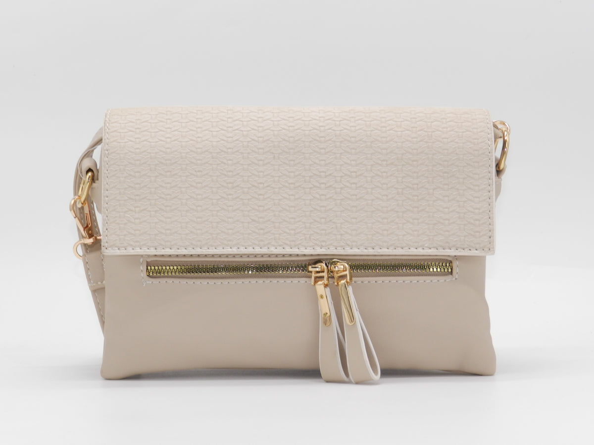 Women's Faux Leather Crossbody Bag — Khaki