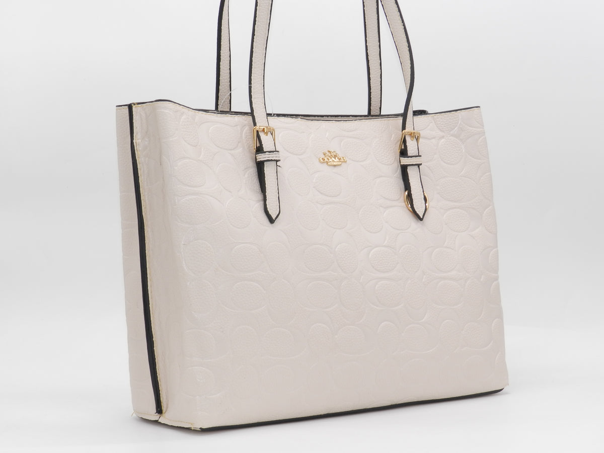 Women's Embossed Tote Bag — Beige