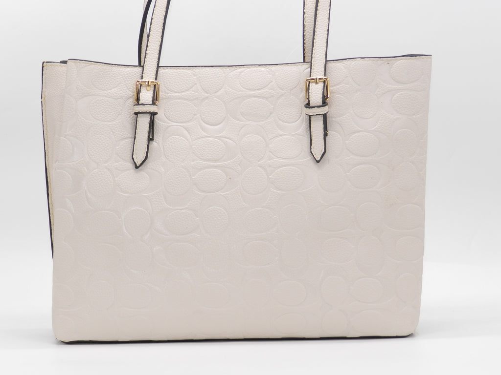 Women's Embossed Tote Bag — Beige