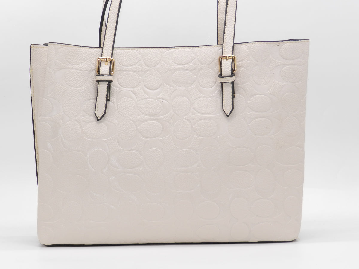 Women's Embossed Tote Bag — Beige