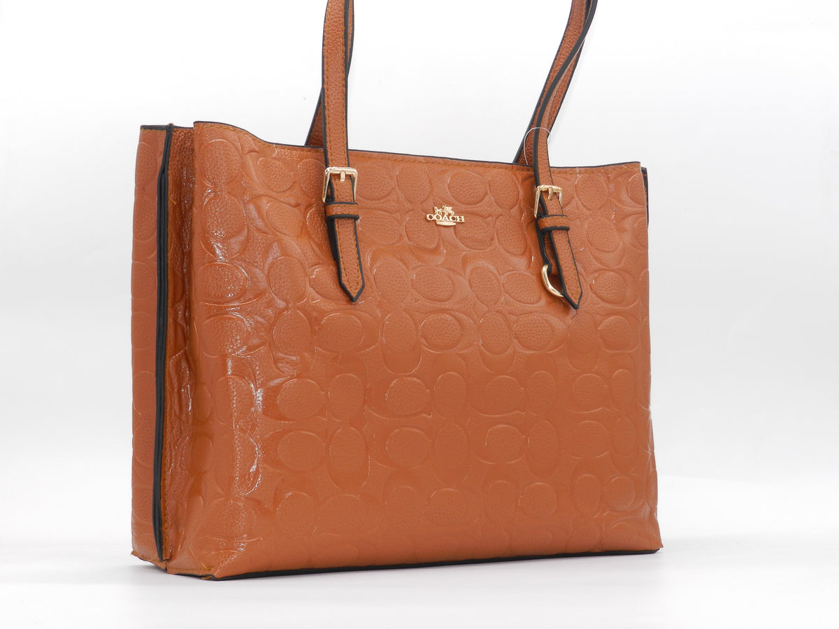 Women's Embossed Tote Bag — Tan