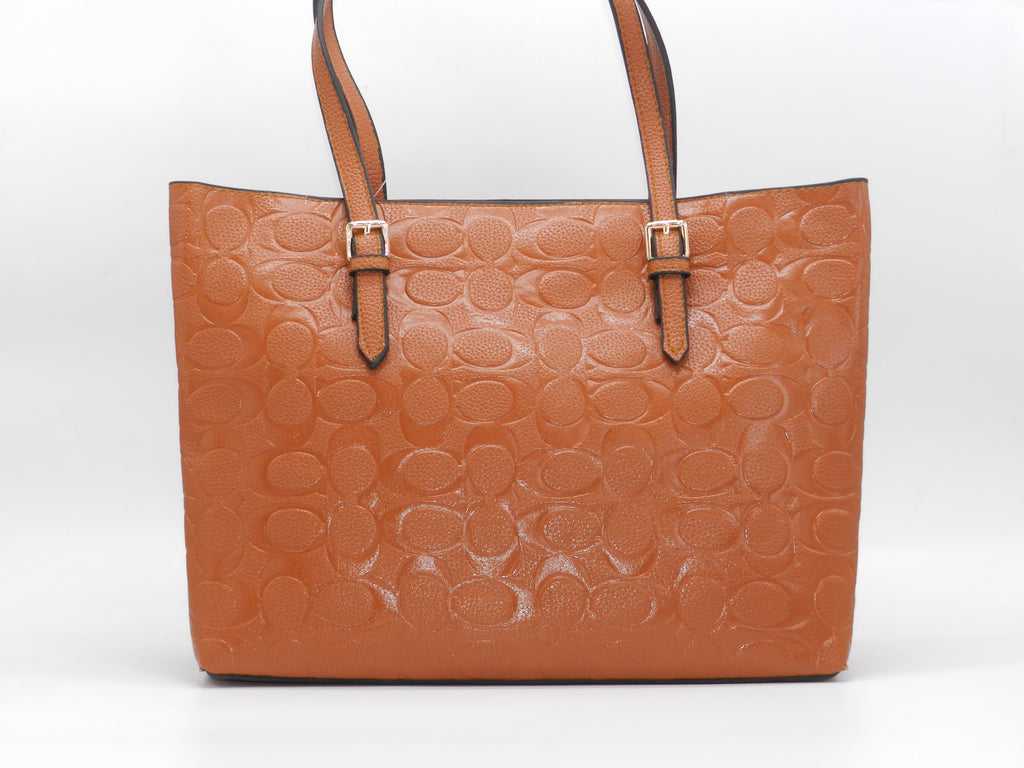 Women's Embossed Tote Bag — Tan
