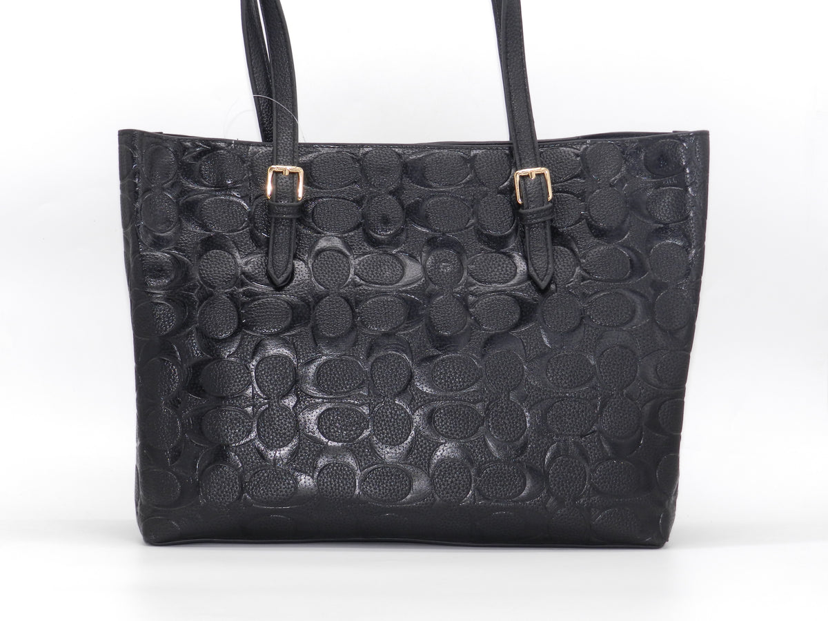 Women's Embossed Tote Bag — Black
