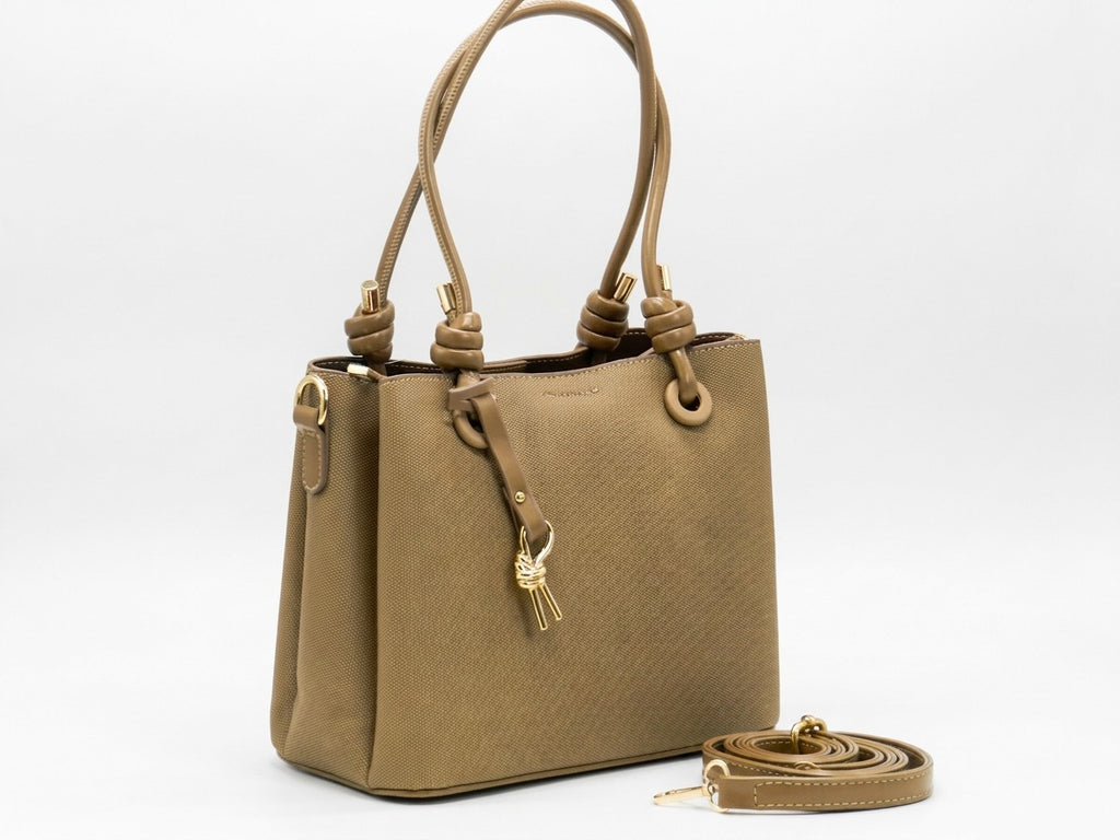 Women's Textured Tote Bag — Coffee​