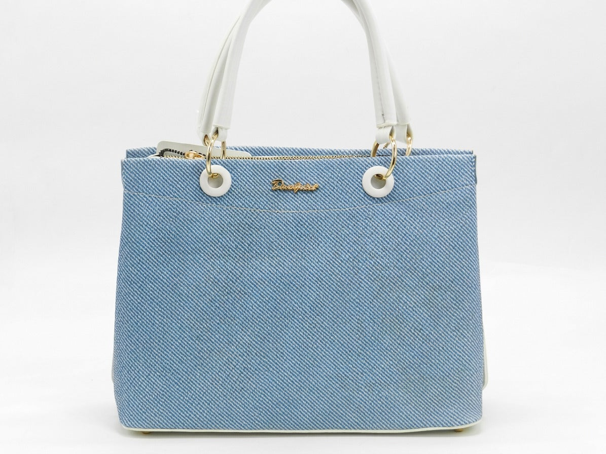 Women's Textured Structured Tote Bag — Light Blue​
