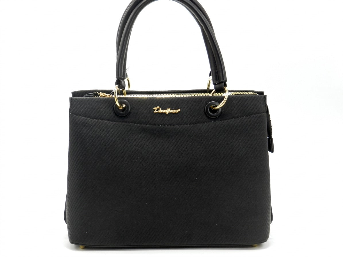 Women's Textured Structured Tote Bag — Black​