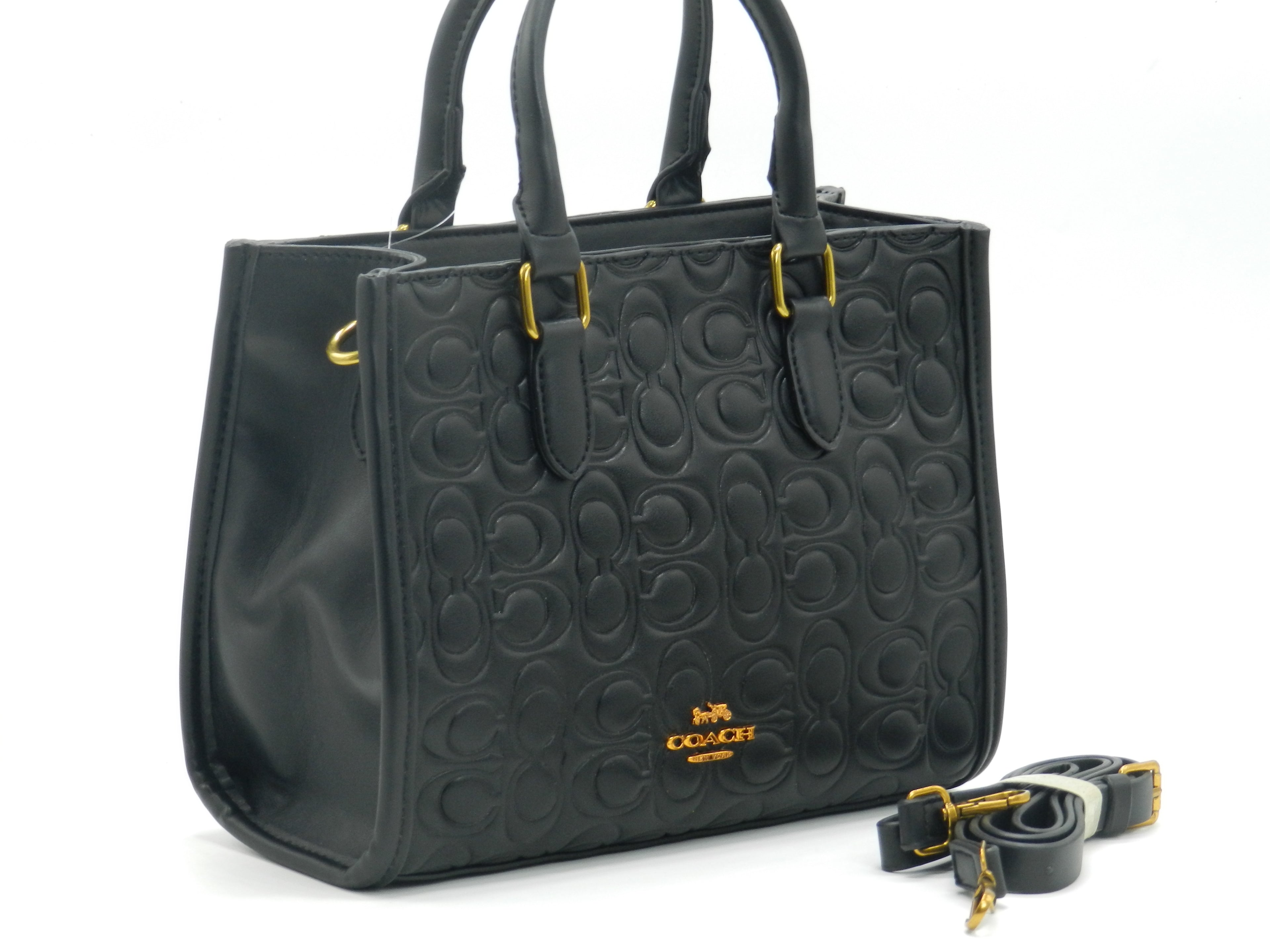 Women's Embossed Tote Bag — Black
