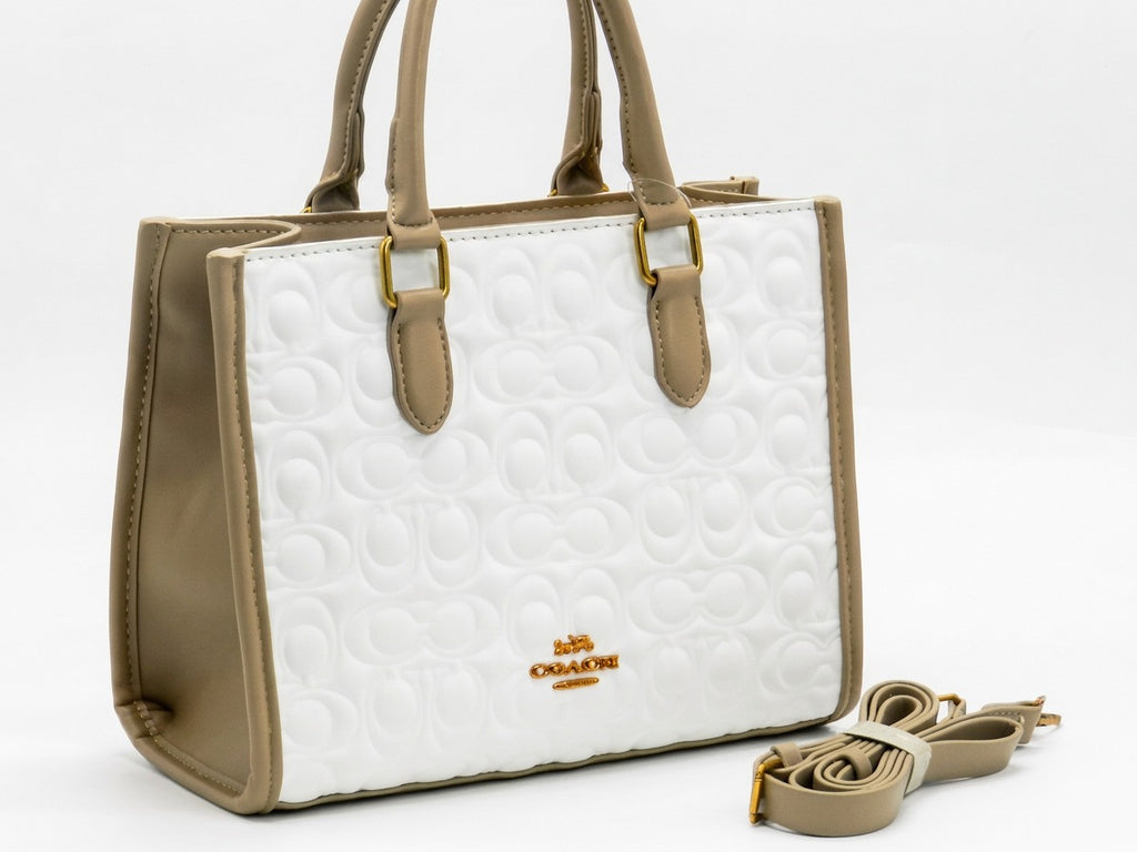 Women's Embossed Tote Bag — White​