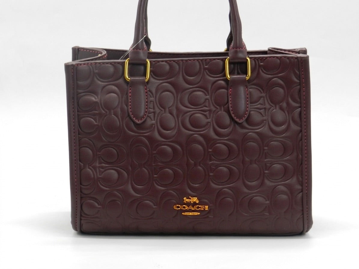 Women's Embossed Tote Bag — Burgundy​