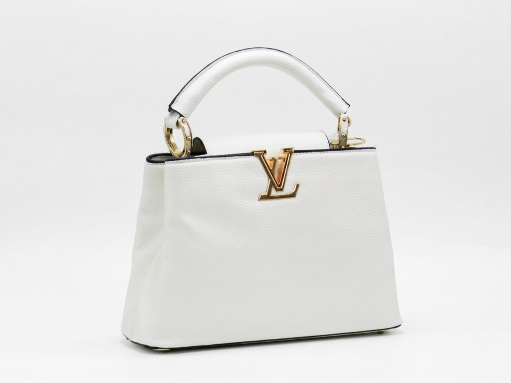 Women's Textured Faux Leather Handbag — White​