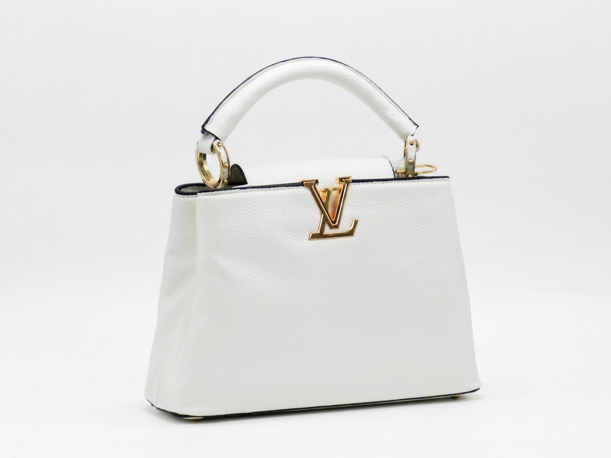 Women's Textured Faux Leather Handbag — White​