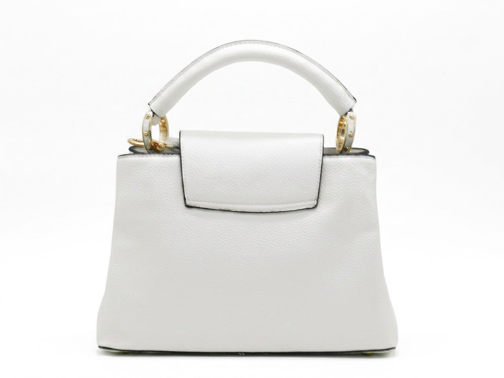 Women's Textured Faux Leather Handbag — White​