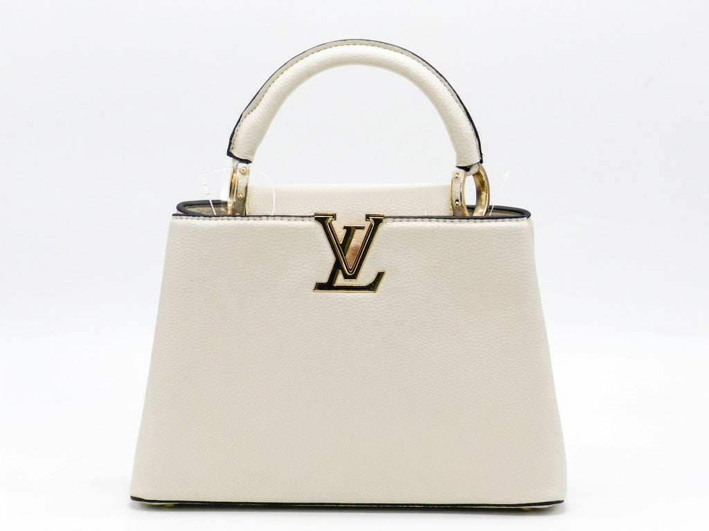 Women's Textured Faux Leather Handbag — White​