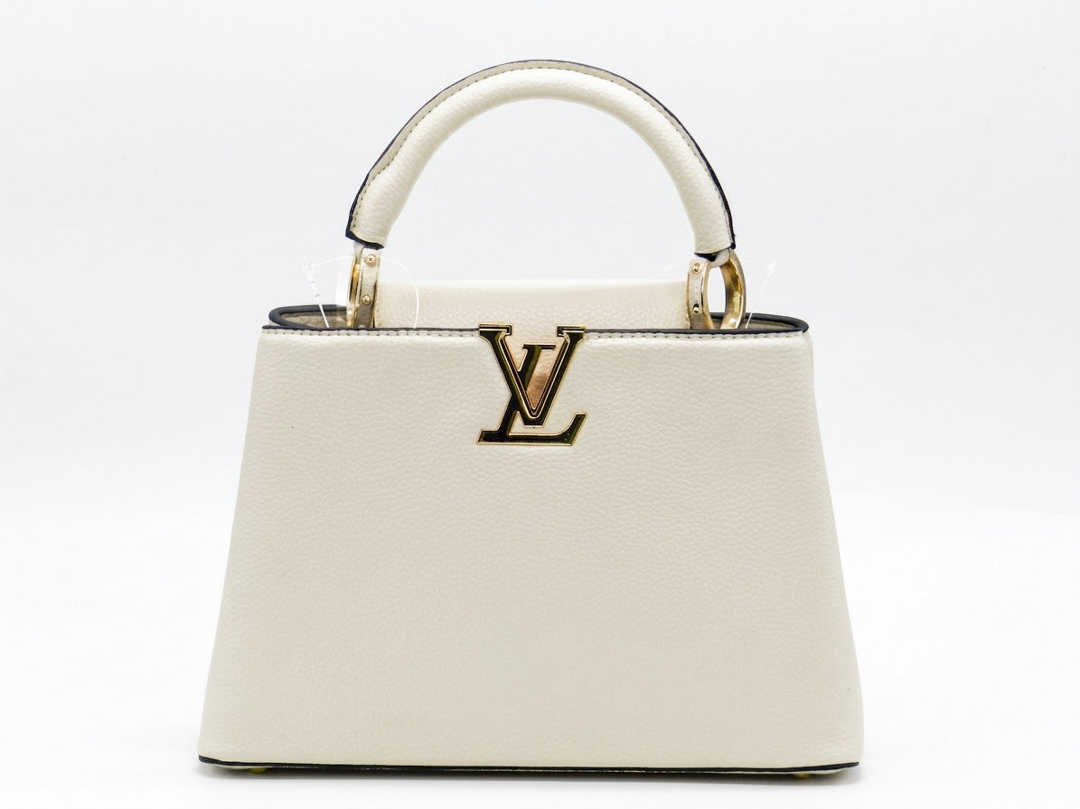Women's Textured Faux Leather Handbag — White​