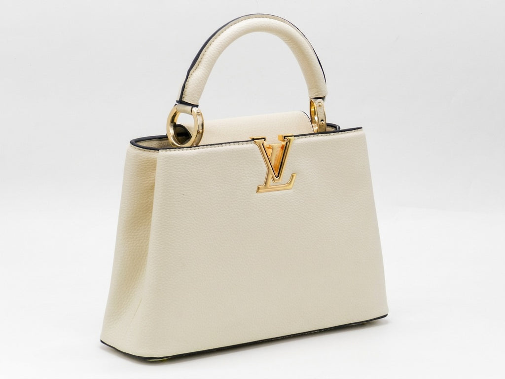 Women's Textured Faux Leather Handbag — White​