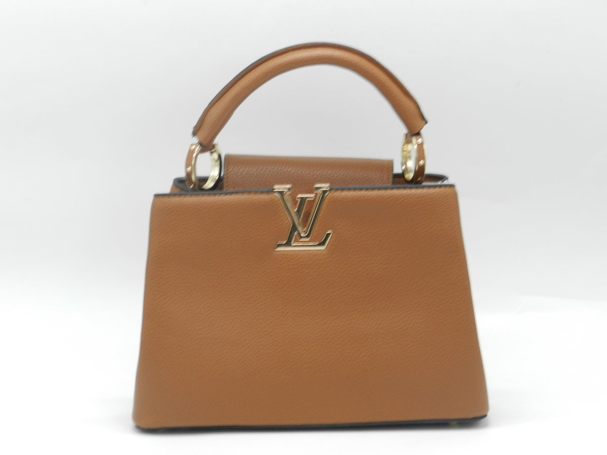 Women's Textured Faux Leather Handbag — Coffee