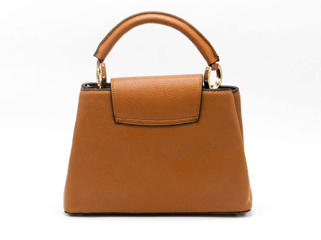 Women's Textured Faux Leather Handbag — Beige​