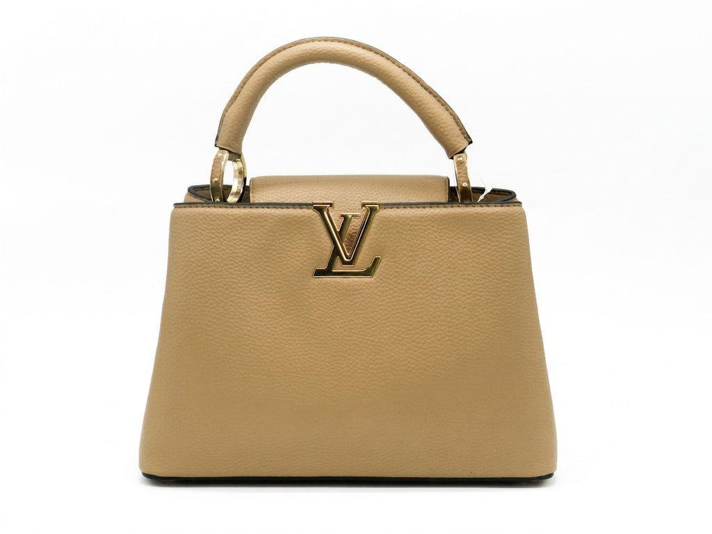 Women's Textured Faux Leather Handbag — Beige​