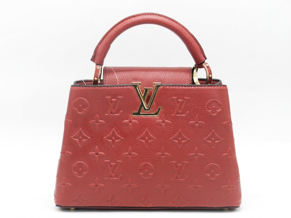 Women's Textured Faux Leather Handbag — Burgundy​