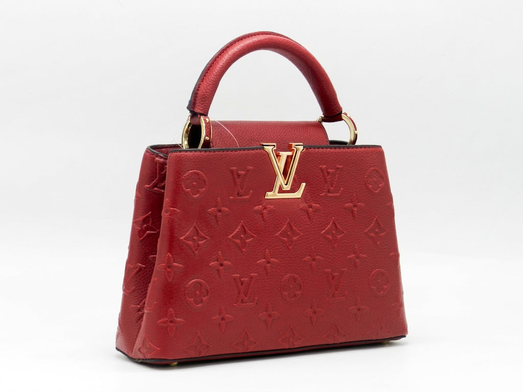 Women's Textured Faux Leather Handbag — Burgundy​