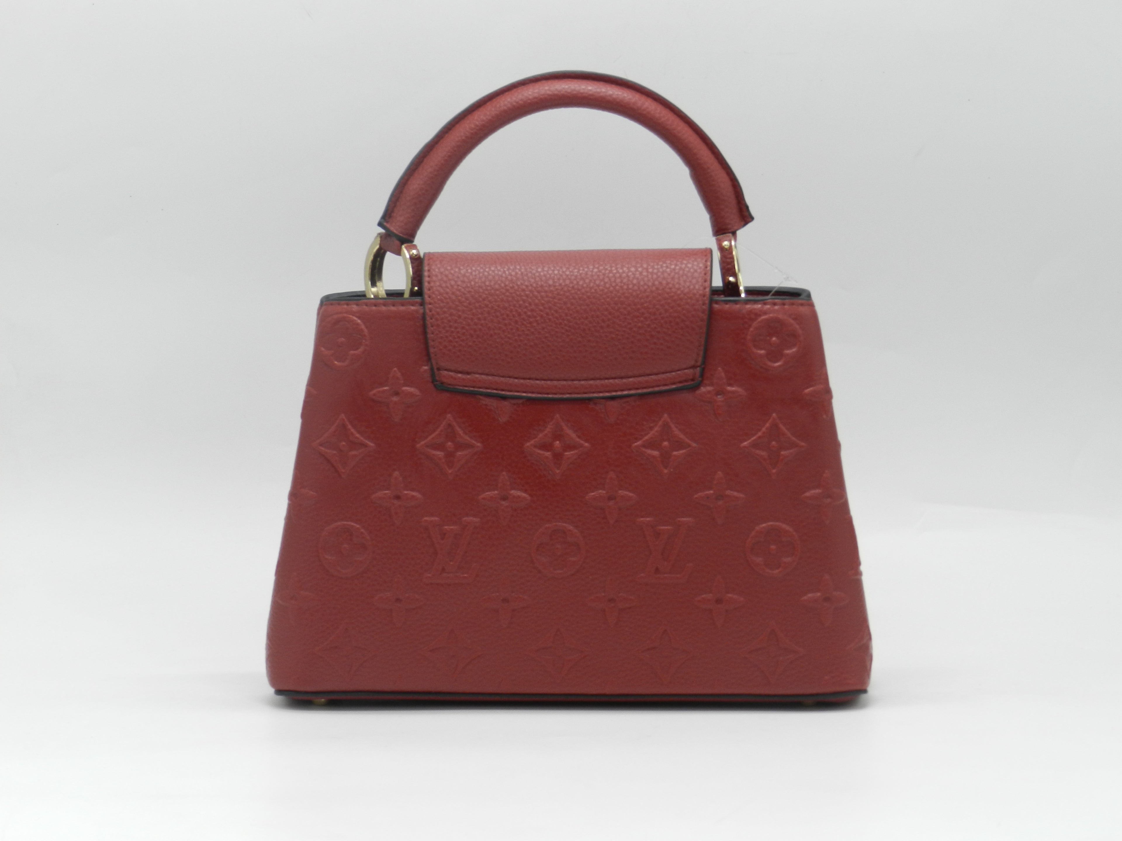 Women's Textured Faux Leather Handbag — Burgundy