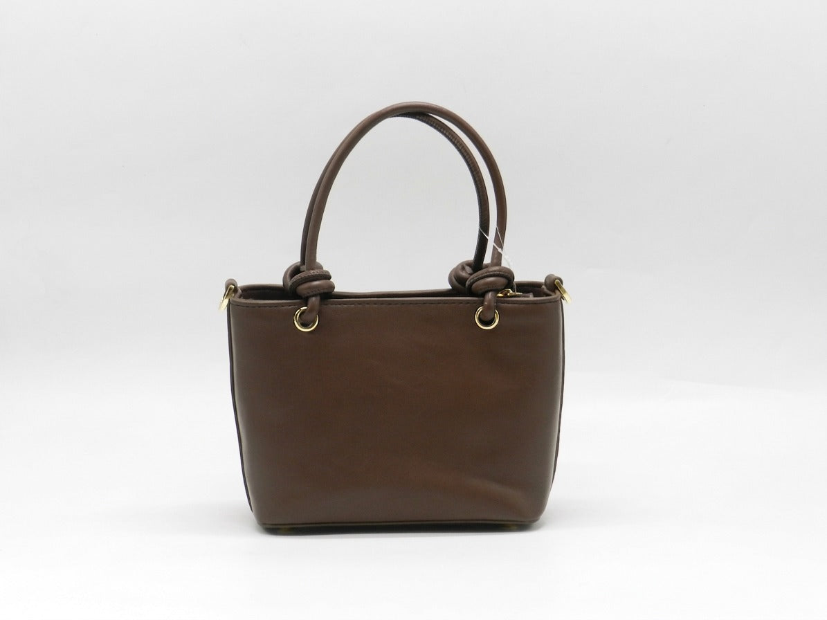 Women's Faux Leather Woven Tote Bag — Brown​