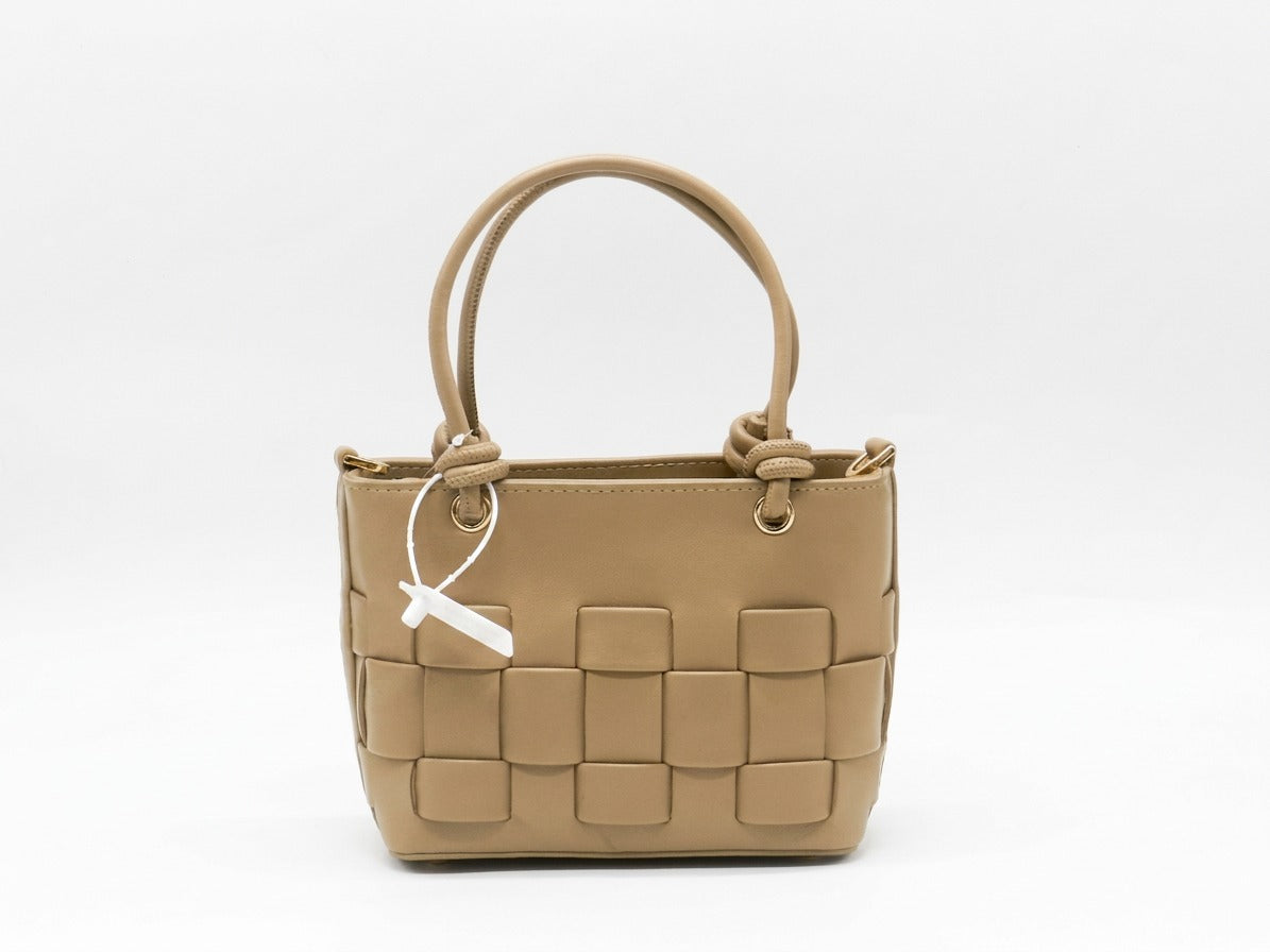 Women's Faux Leather Woven Tote Bag — Coffee​