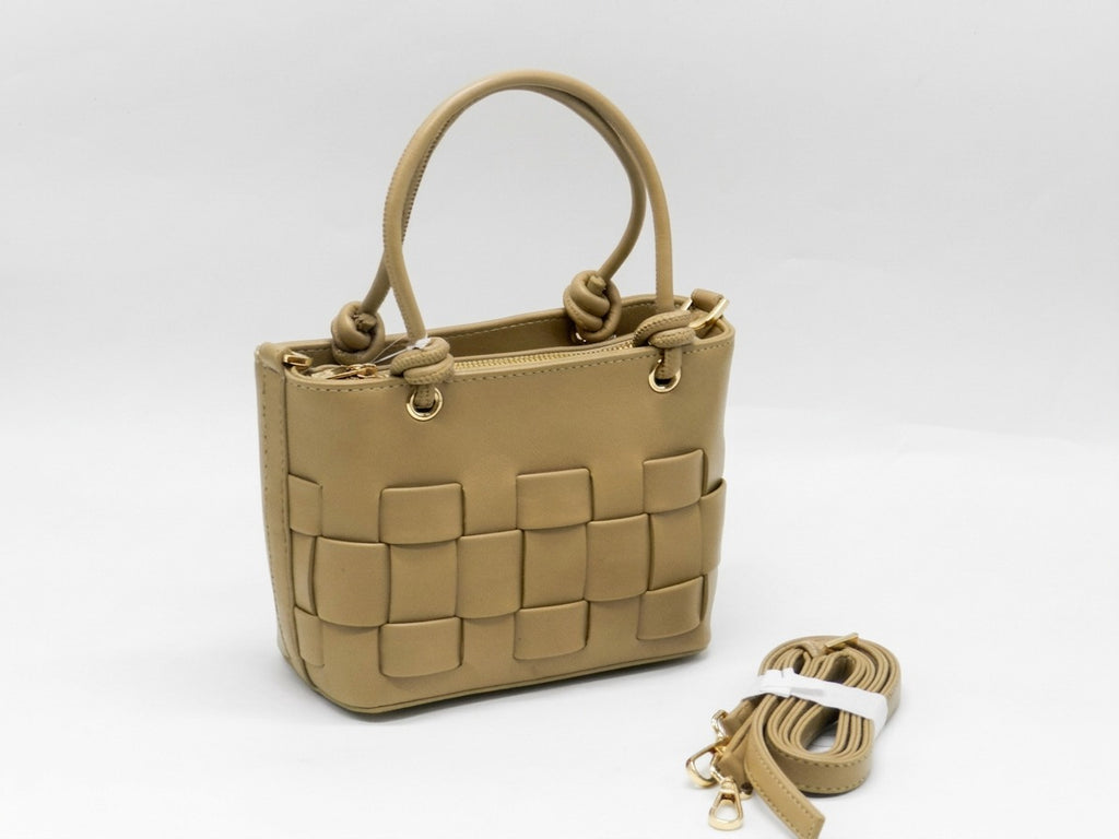 Women's Faux Leather Woven Tote Bag — Coffee​