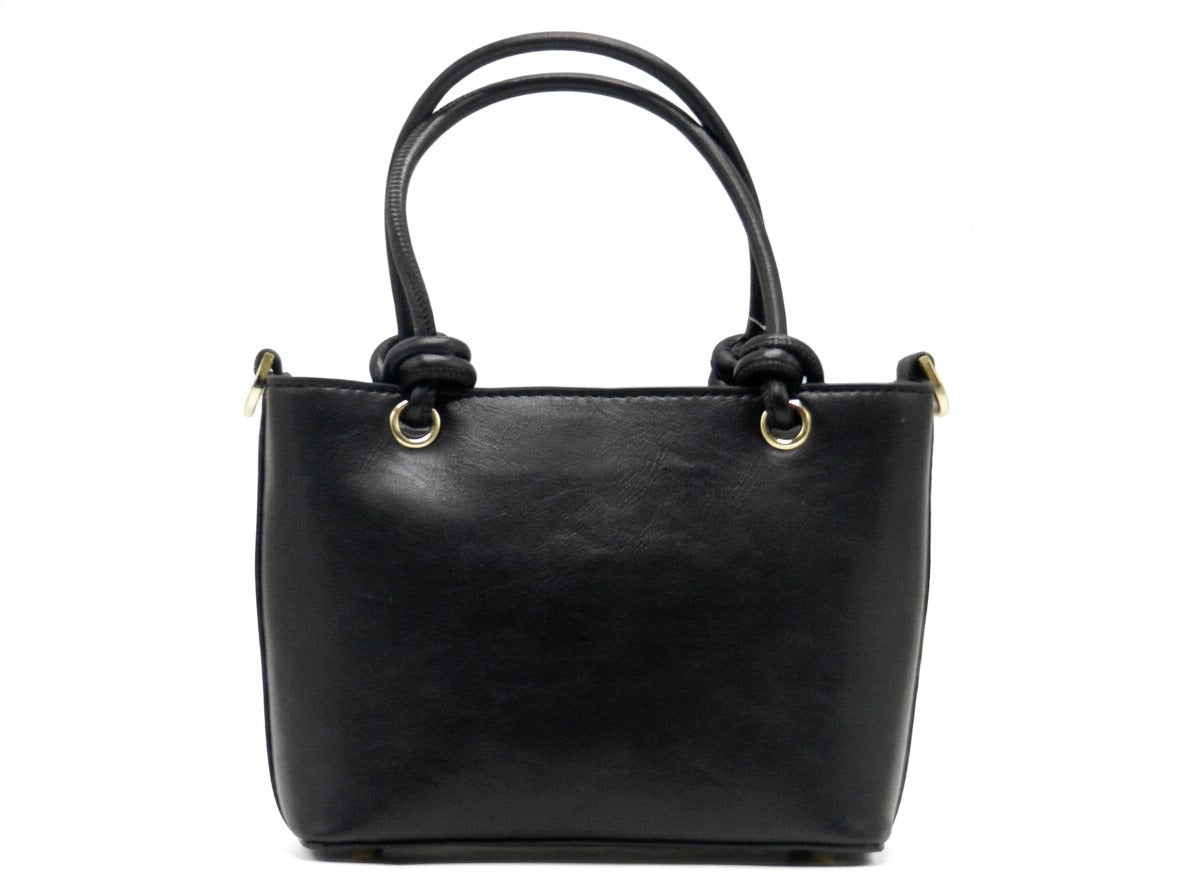 Women's Faux Leather Woven Tote Bag — Black​