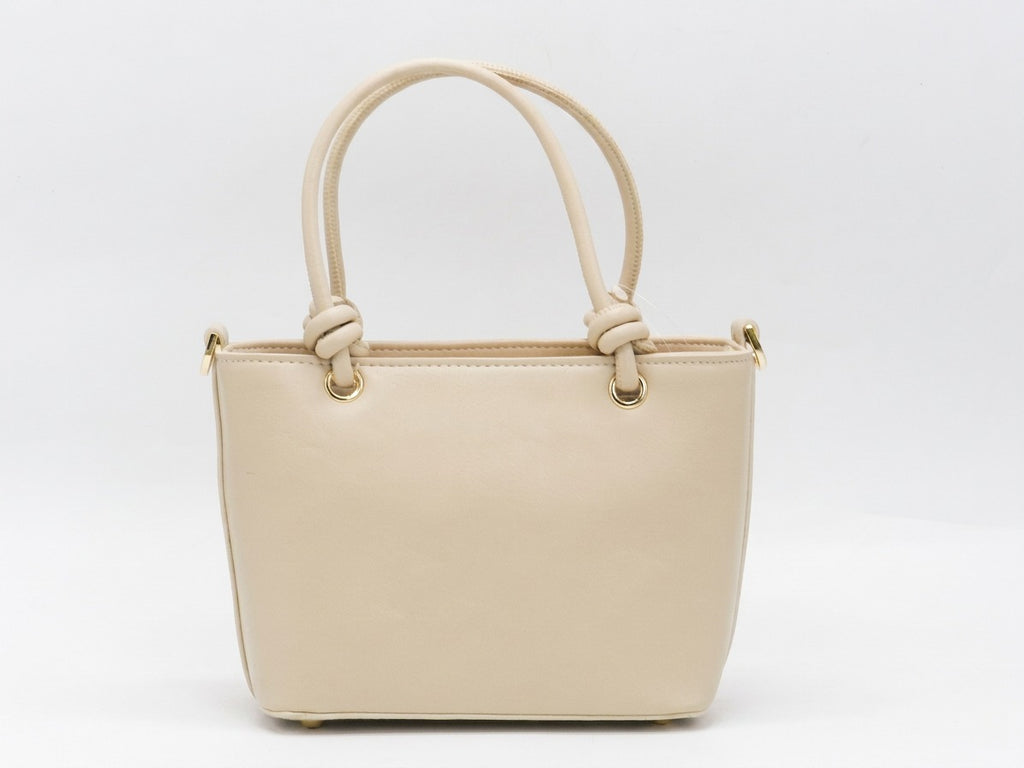 Women's Faux Leather Woven Tote Bag — Beige​