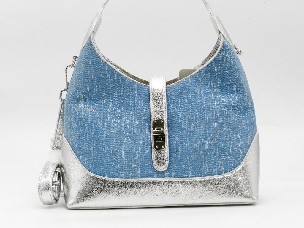 Women's Textured Shoulder Bag — Light Blue​