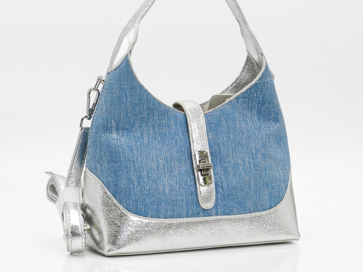 Women's Textured Shoulder Bag — Light Blue​