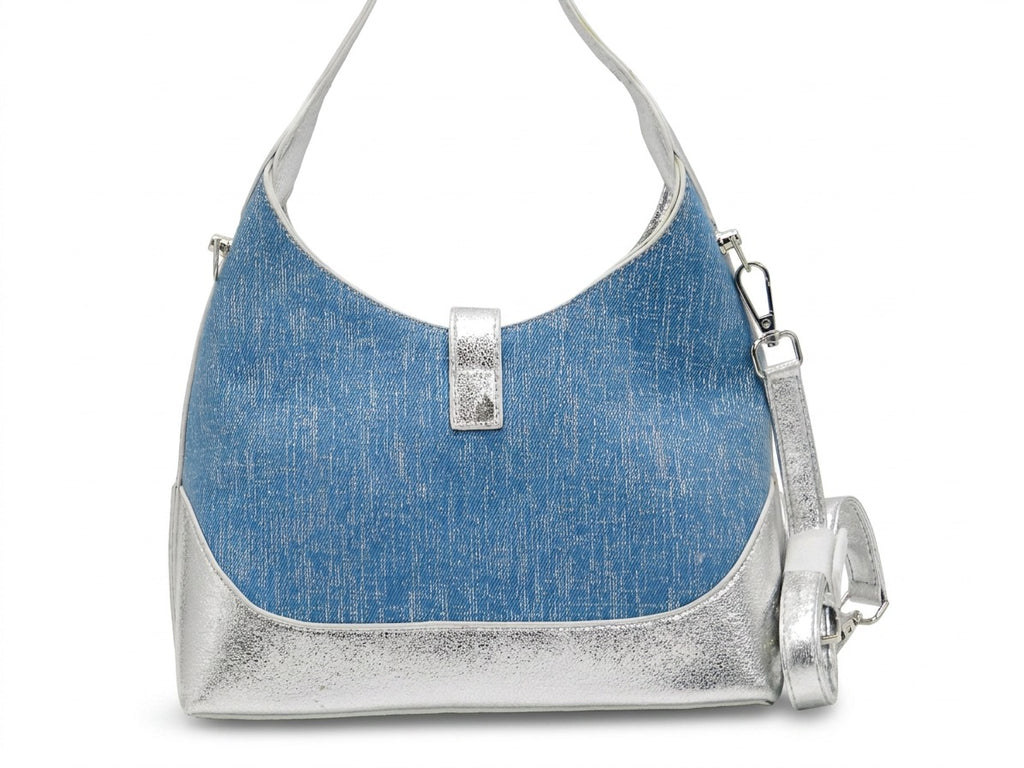 Women's Textured Shoulder Bag — Light Blue​