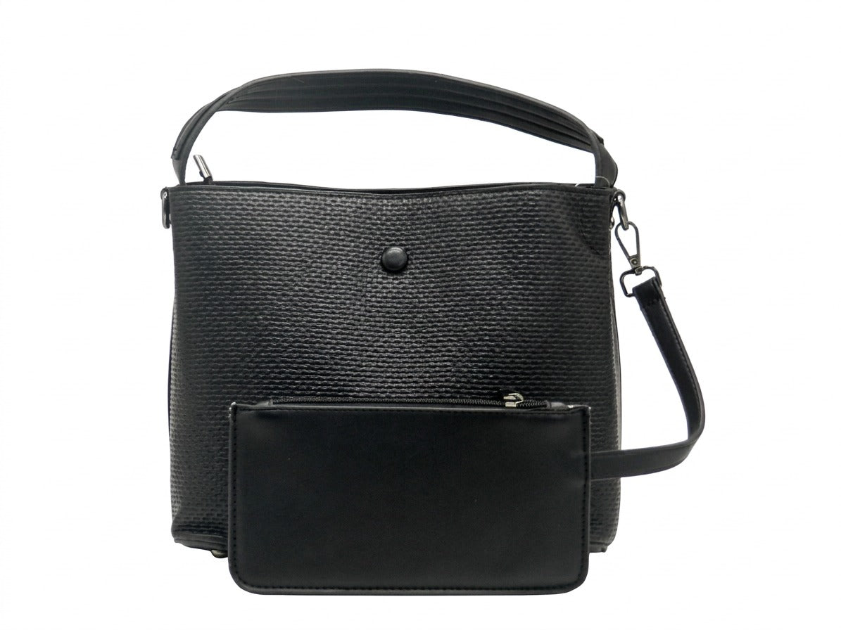 Women's Textured Synthetic Bag — Black​