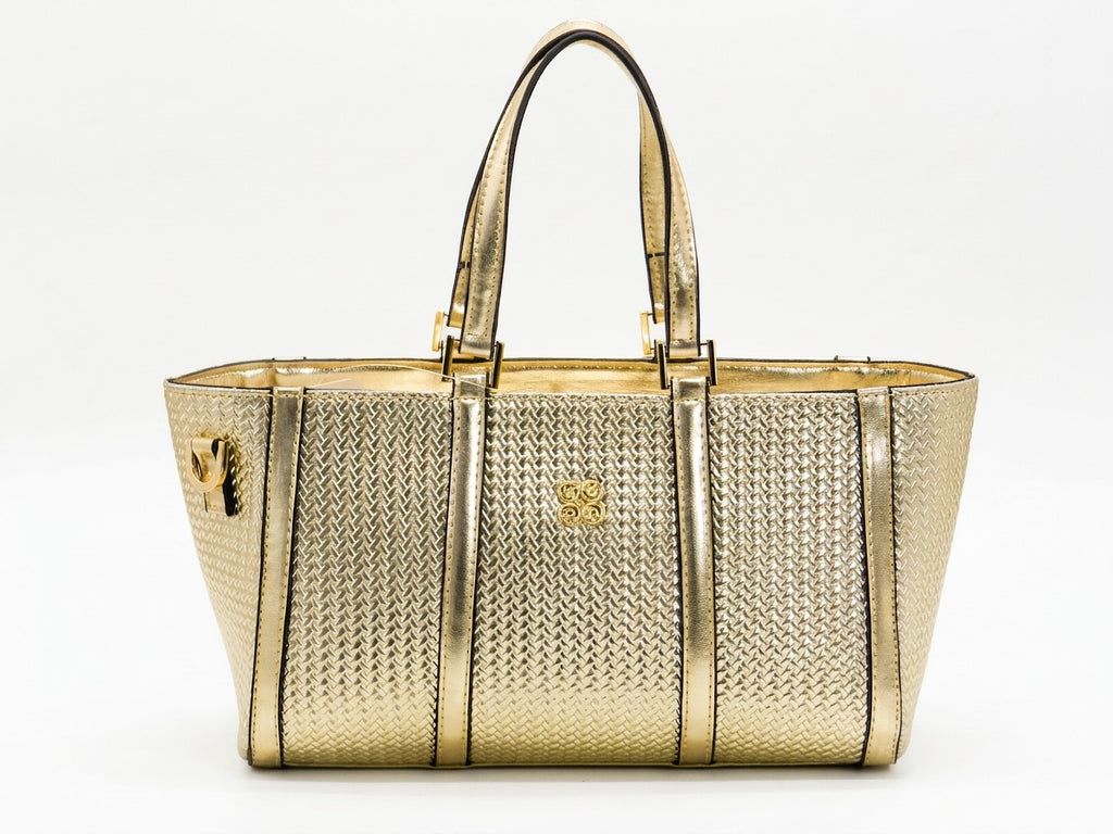 Women's Textured Woven Tote Bag — Gold​