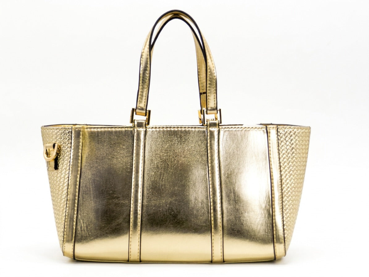 Women's Textured Woven Tote Bag — Gold​