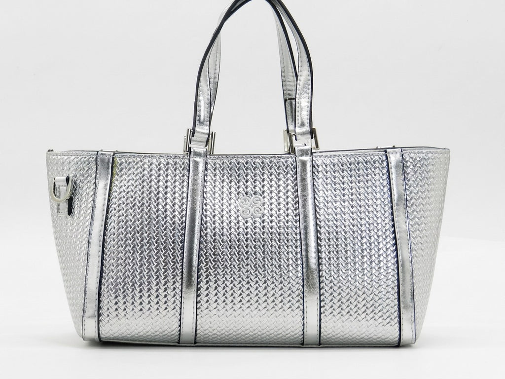 Women's Textured Woven Tote Bag — Silver​