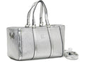Women's Textured Woven Tote Bag — Silver​