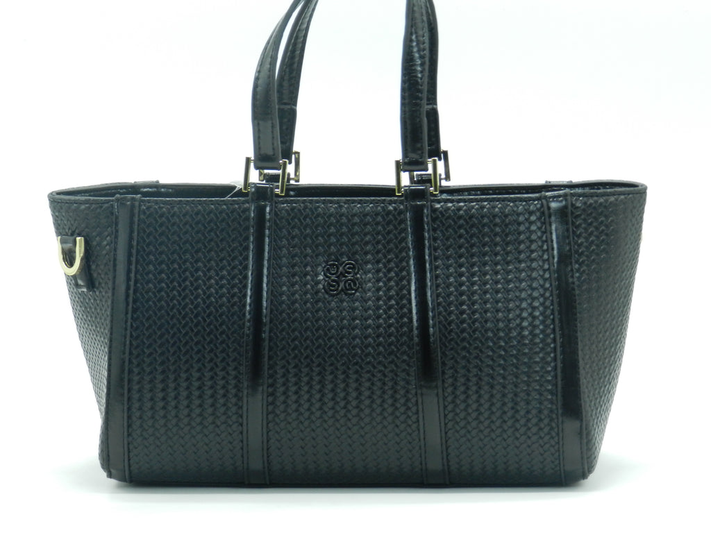 Women's Textured Woven Tote Bag — Black