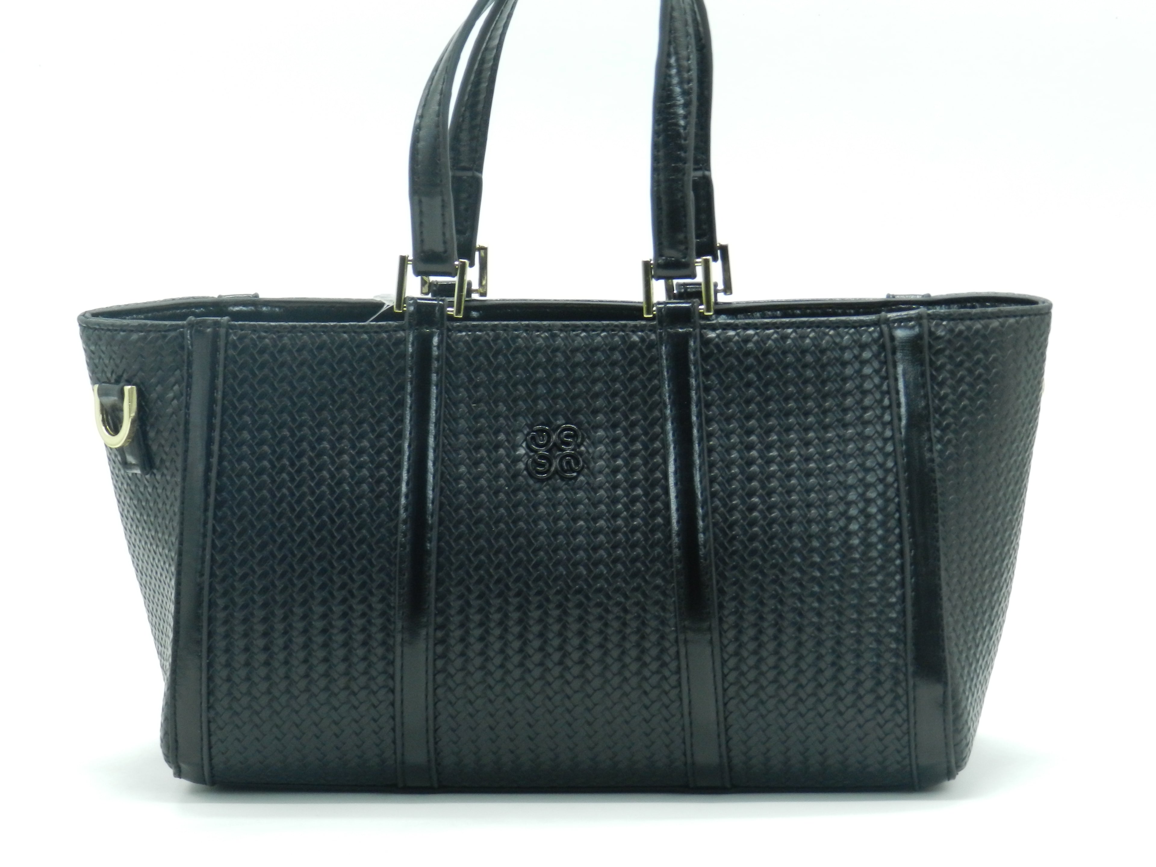 Women's Textured Woven Tote Bag — Black