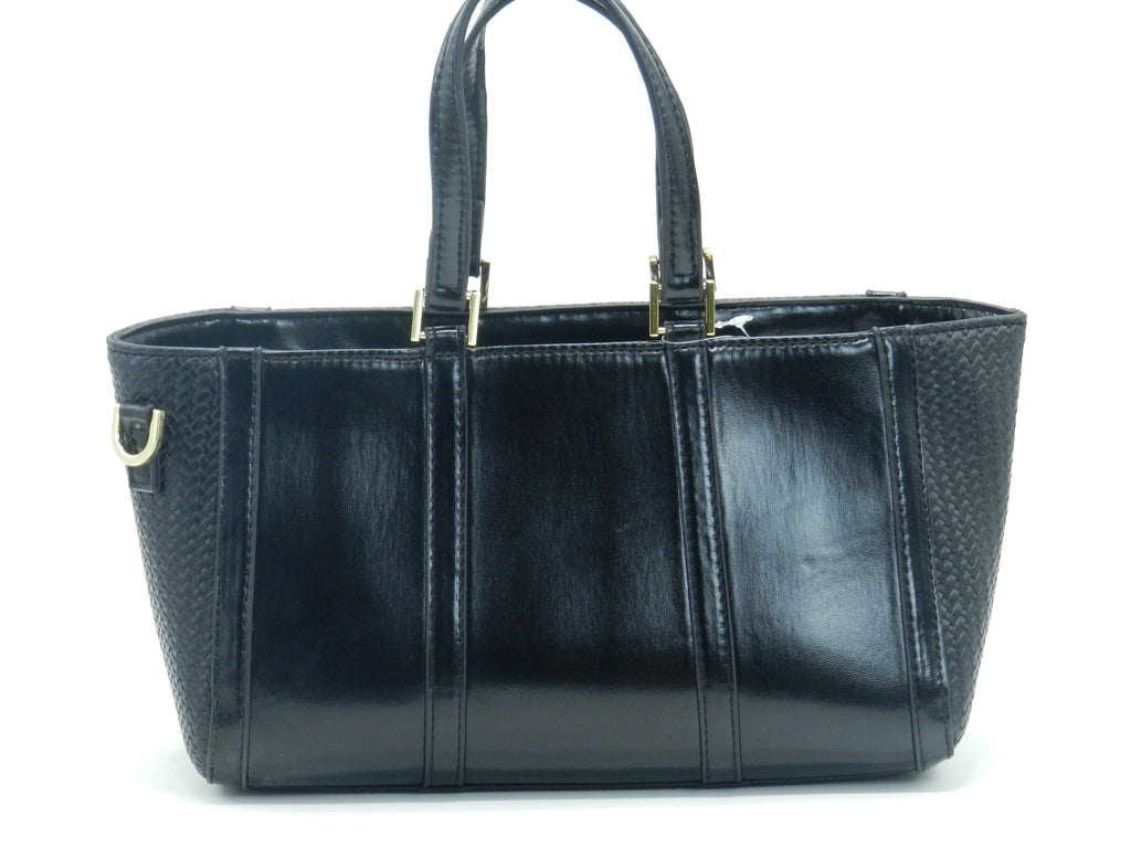 Women's Textured Woven Tote Bag — Black