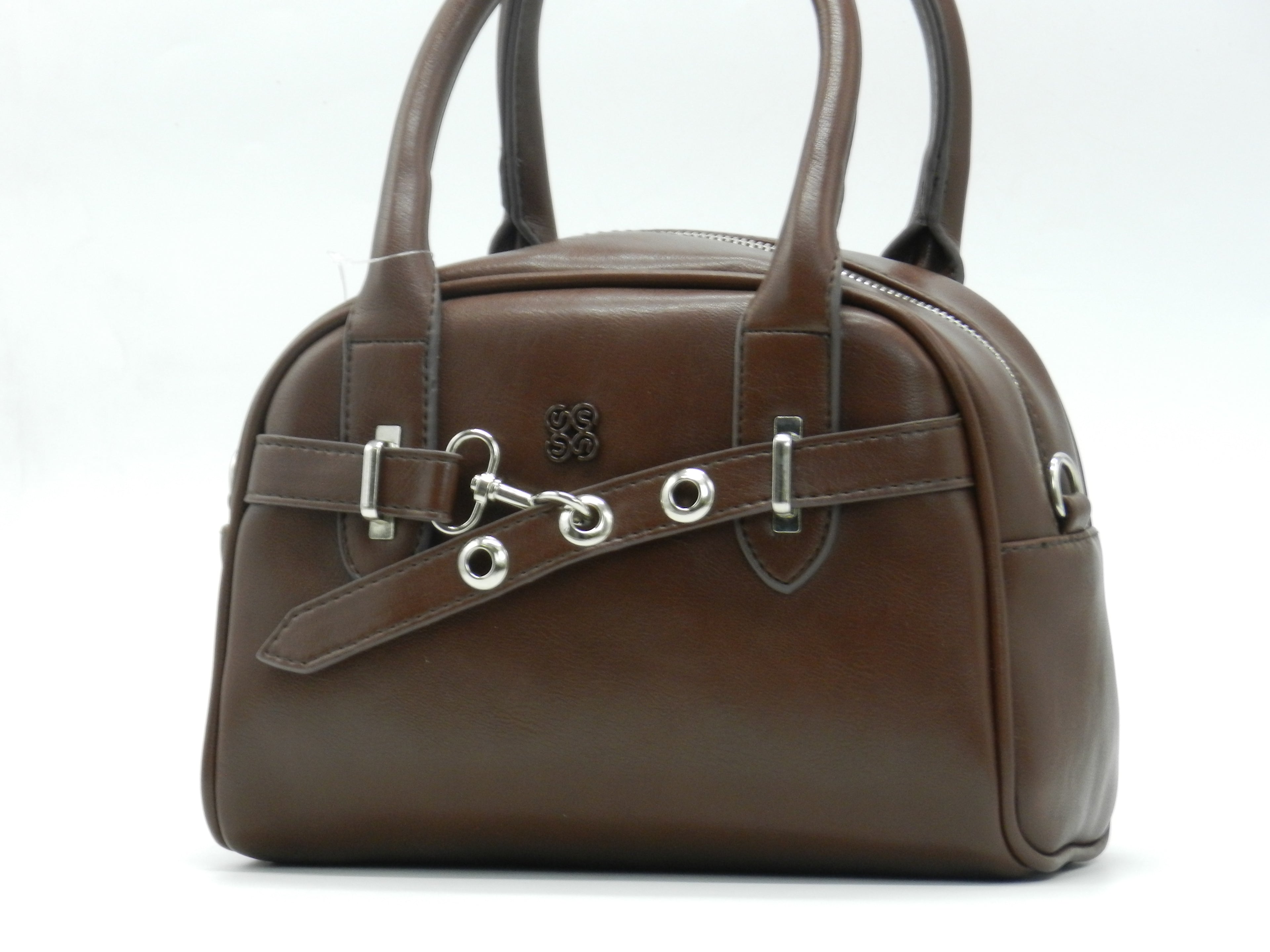 Women's Faux Leather Satchel Bag — Brown