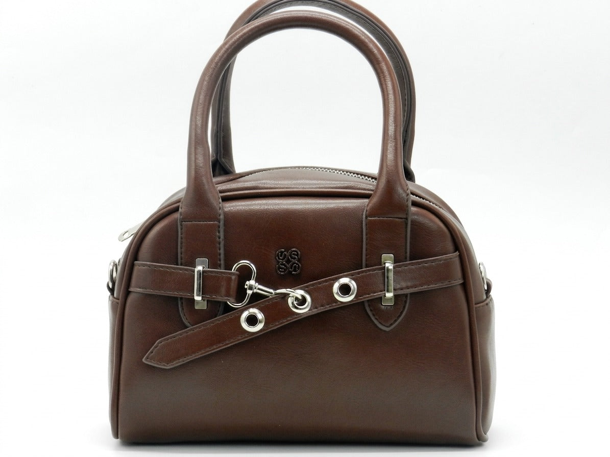 Women's Faux Leather Satchel Bag — Brown​