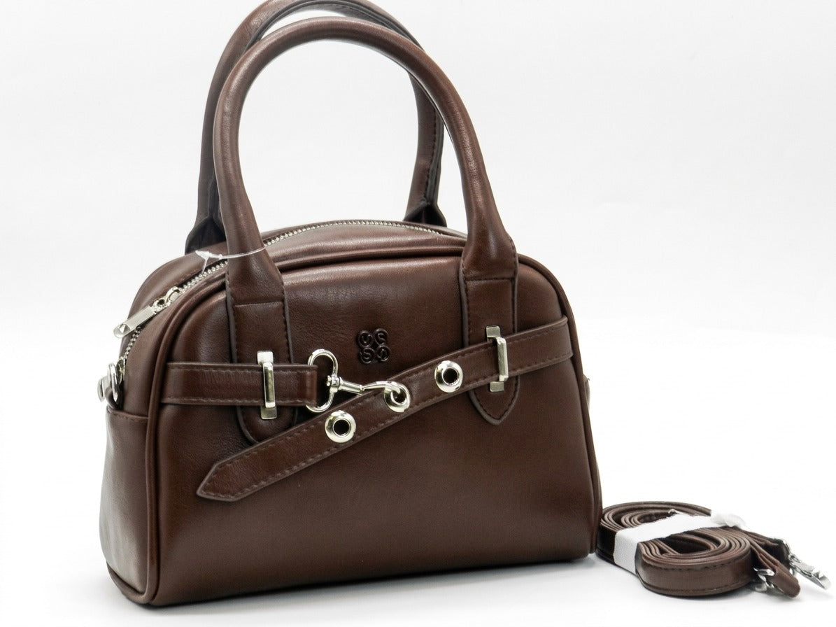 Women's Faux Leather Satchel Bag — Brown​